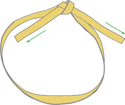 The finished tape knot dressed into a closed loop of webbing (© Petzl)