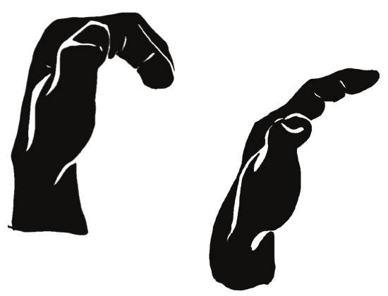 Silhouettes du tendu, les cinq doigts formant un « C »